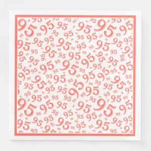 Serviette En Papier 95e anniversaire Numéro de fête Motif Coral/Blanc