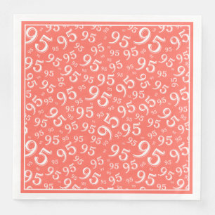 Serviette En Papier 95e anniversaire Numéro de fête Motif Coral/Blanc