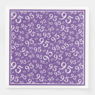 Serviette En Papier 95e anniversaire Numéro de fête Motif violet/blanc