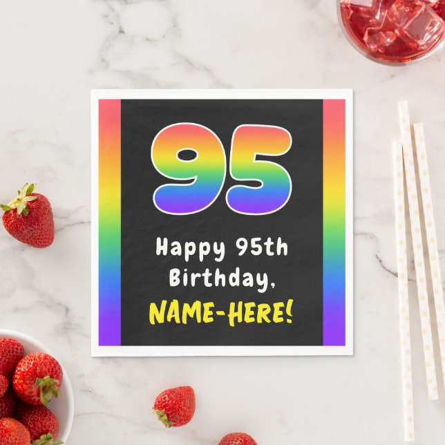 Serviette En Papier 95e anniversaire : Rainbow Spectrum # 95, Nom pers (En situation)