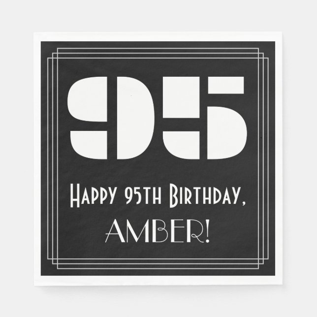 Serviette En Papier 95ème anniversaire : Art Déco Inspiré Look "95" +  (Devant)