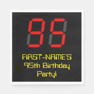 Serviette En Papier 95ème anniversaire : Rouge Digital Clock Style "95