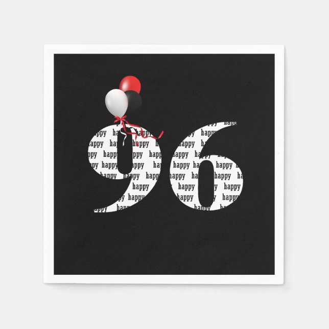 Serviette En Papier 96e anniversaire ballons de fête (Devant)