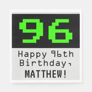Serviette En Papier 96e anniversaire - Nerdy / Geeky Style "96" & Nom