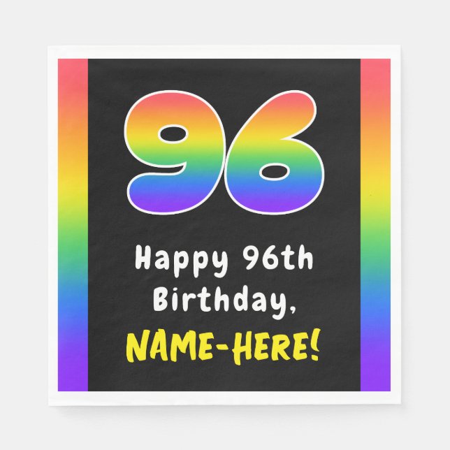 Serviette En Papier 96e anniversaire : Rainbow Spectrum # 96, Nom pers (Devant)