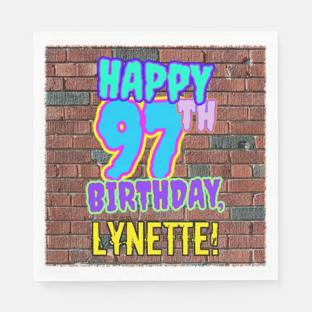 Serviette En Papier 97e anniversaire ~ Amusant, Graffiti urbain inspir (Devant)