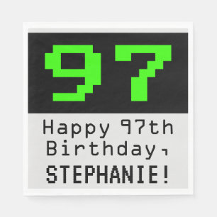 Serviette En Papier 97e anniversaire - Nerdy / Geeky Style "97" & Nom