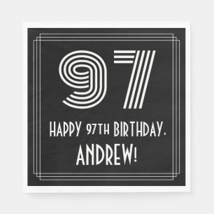 Serviette En Papier 97ème anniversaire : Art Déco Inspiré Look "97" + 