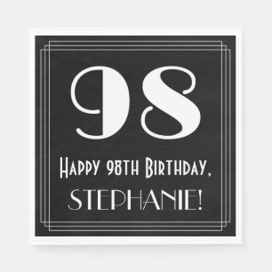 Serviette En Papier 98e anniversaire ~ Art Déco Inspiré "98", Nom