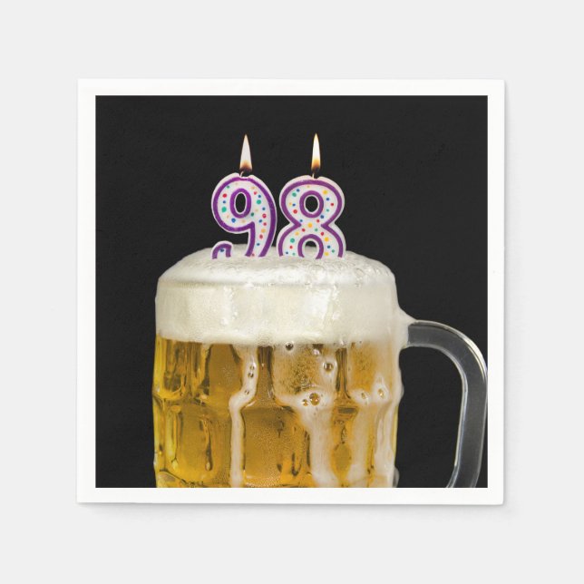 Serviette En Papier 98e anniversaire Bière en noir (Devant)
