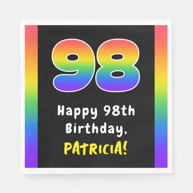 Serviette En Papier 98e anniversaire : Rainbow Spectrum # 98, Nom pers (Devant)