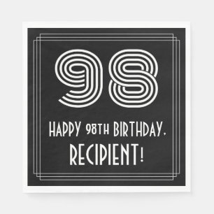 Serviette En Papier 98ème anniversaire : Art Déco Inspiré Look "98" + 