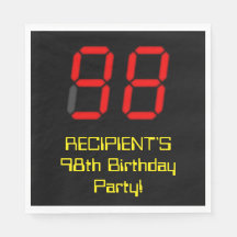 98ème anniversaire : Rouge Digital Clock Style "98