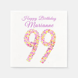 Serviette En Papier 99e anniversaire 99 fleurs aquarelle art