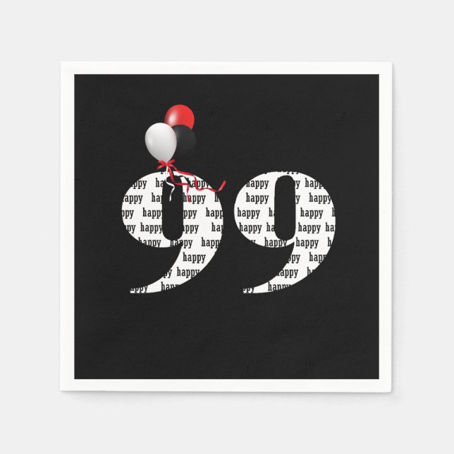 Serviette En Papier 99e anniversaire ballons de fête (Devant)