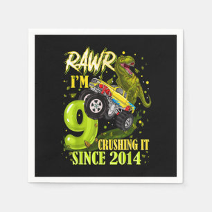 Serviette En Papier 9 ans Dinosaur Trex Monster Truck 9e anniversaire