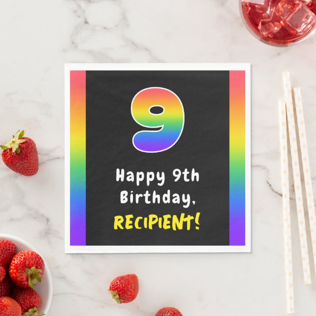 Serviette En Papier 9e anniversaire : Rainbow Spectrum # 9, Nom person (En situation)
