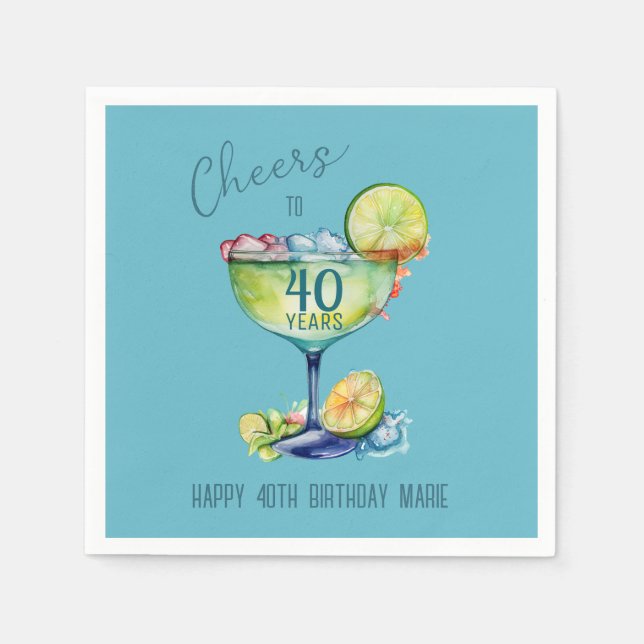 Serviette En Papier À 40 ans, anniversaire de référence  (Devant)