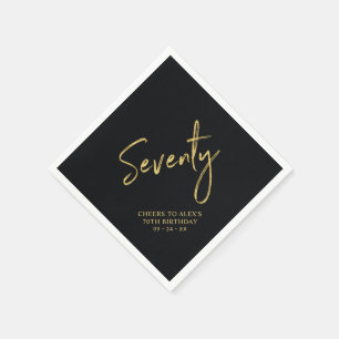 Serviette En Papier À 70   Black moderne 70th Birthday Party