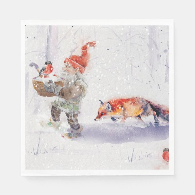Serviette En Papier A charming Scandinavian winter scene  Tack Kort (Devant)