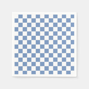 Serviette En Papier à damiers bleu/gris et blanc