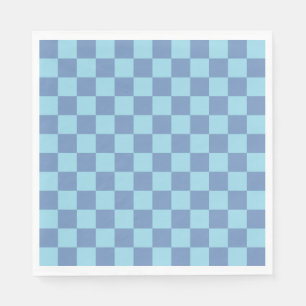 Serviette En Papier à damiers bleu/gris et bleu pastel
