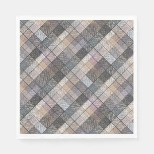 Serviette En Papier à damiers gris.
