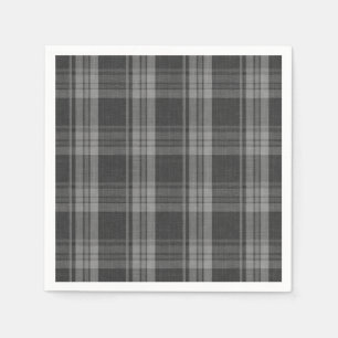 Serviette En Papier À damiers gris monochrome