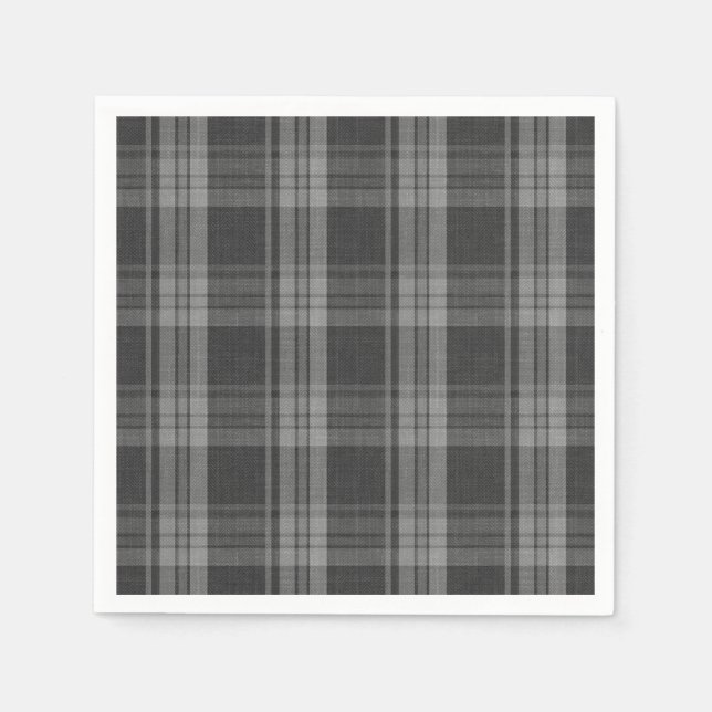 Serviette En Papier À damiers gris monochrome (Devant)