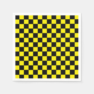 Serviette En Papier à damiers noir et jaune