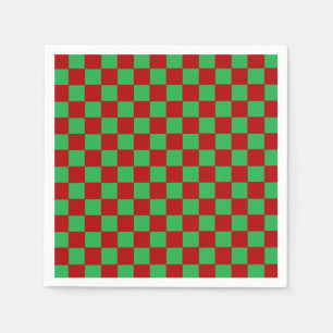Serviette En Papier à damiers rouge et vert