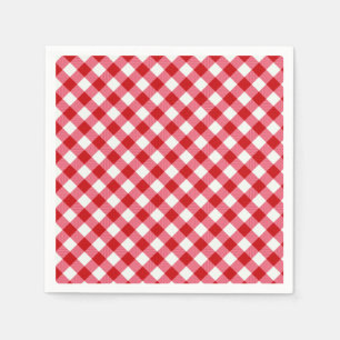 Serviette En Papier à damiers tartan plaid classique rouge blanc textu