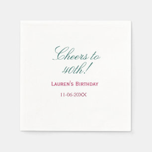Serviette En Papier À la 40e anniversaire nom date mauve bleu élégant