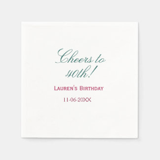 Serviette En Papier À la 40e anniversaire nom date mauve bleu élégant