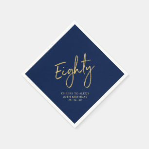 Serviette En Papier À la fête des 80 ans Gold & Navy