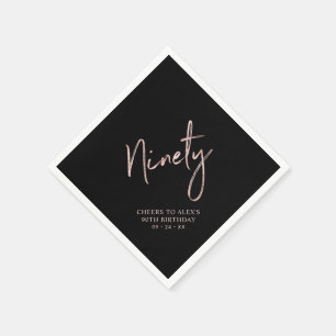 Serviette En Papier À la quatre-vingt-dixième Rose Gold & Black 90e an