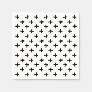 Serviette En Papier À l'encre noire chargez le motif croisé