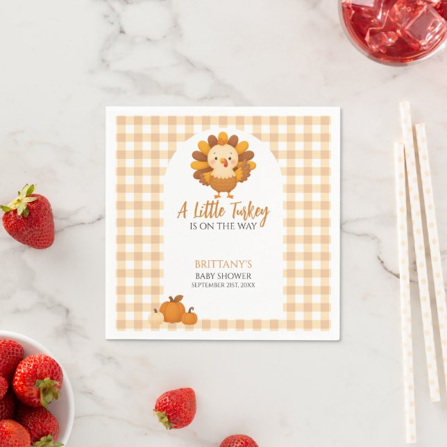 Serviette En Papier A Little Turkey Baby Shower Thanksgiving (En situation)