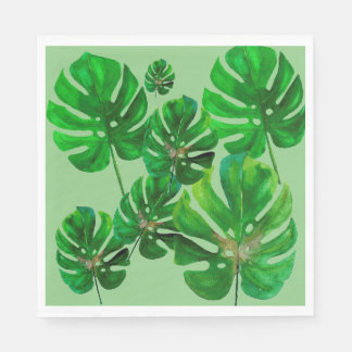 Serviette en papier à motif de feuille de Monstera