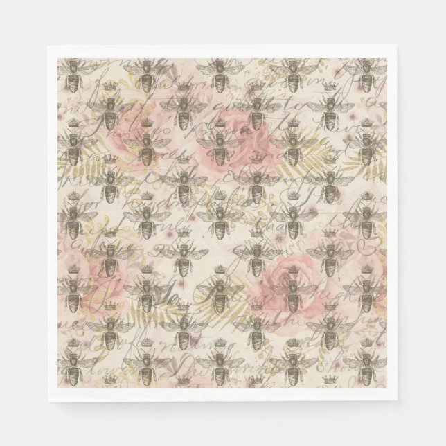 Serviette En Papier Abeille à miel rose (Devant)