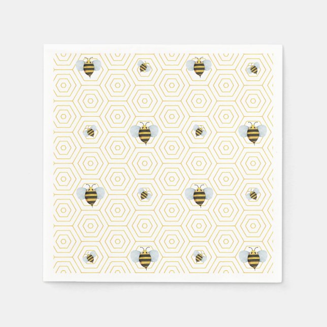 Serviette En Papier Abeille aquarelle Motif (Devant)