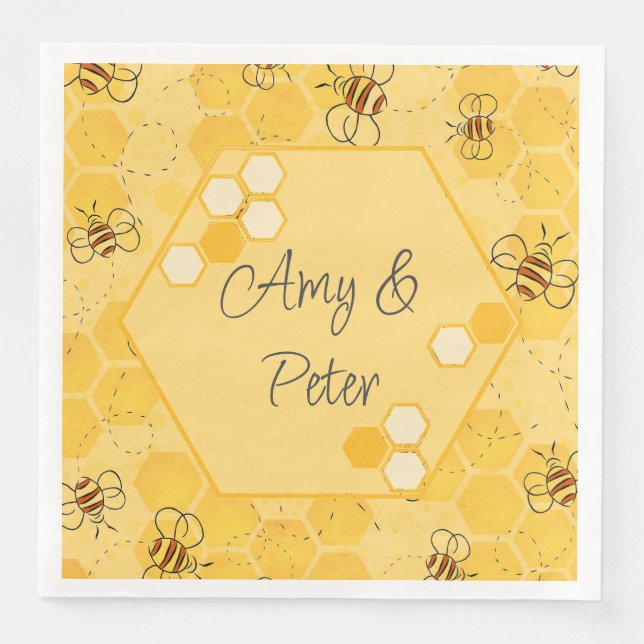 Serviette En Papier Abeille Bourdonnante Abeilles Mignonnes  (Devant)