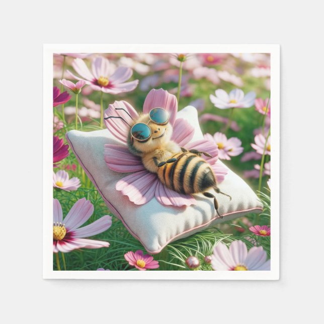 Serviette En Papier Abeille de miel reposant sur un Coussin (Devant)