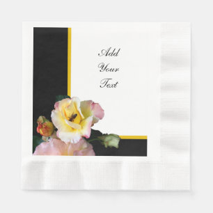 Serviette En Papier Abeille sur roses rose jaune Fleurs