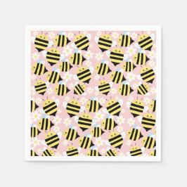 Serviette En Papier Abeilles Et Fleurs Blanches