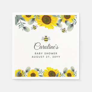 Serviette En Papier Abeilles mignonnes et tournesols Baby shower Eucal