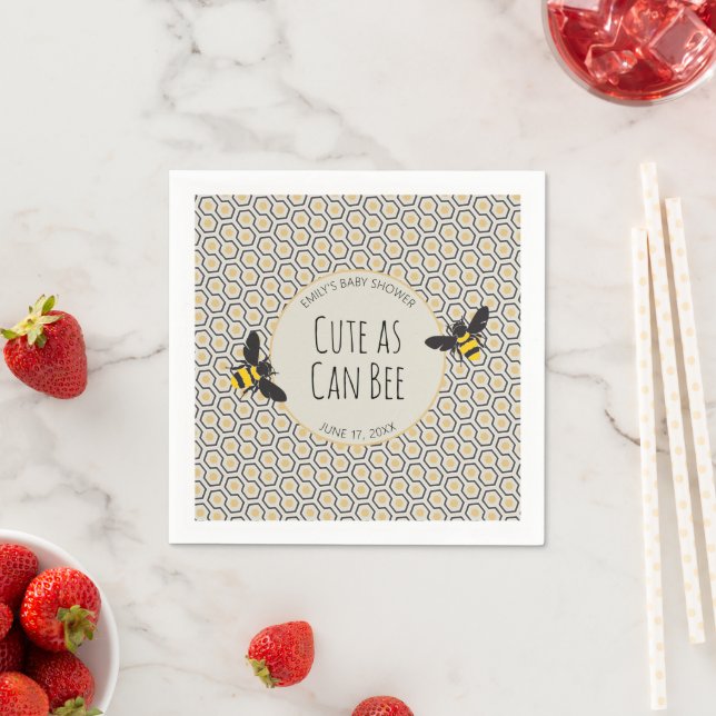 Serviette En Papier Abeilles rétro et Baby shower Honeycomb (En situation)