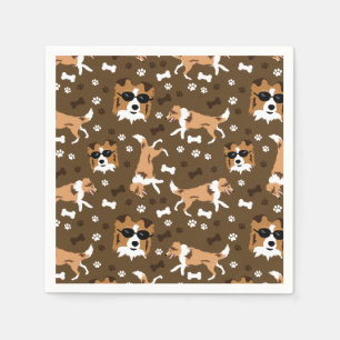 Serviette En Papier Abris Shetland Sheepdog Collie Chien Motif Napk