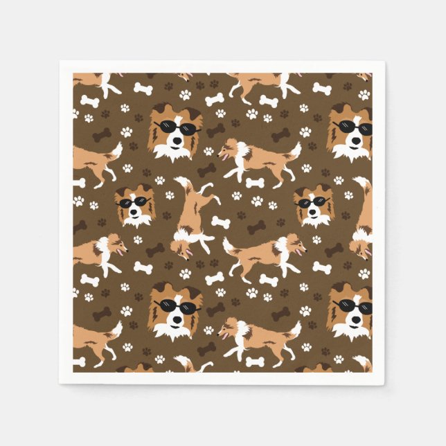 Serviette En Papier Abris Shetland Sheepdog Collie Chien Motif Napk (Devant)