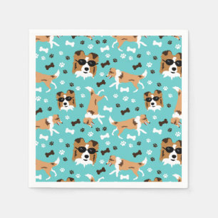 Serviette En Papier Abris Shetland Sheepdog Collie Chien Motif Napk